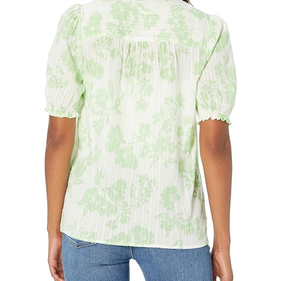 Lucky Brand Women's Short Sleeve Ruffle Collar Feminine Popover Top Sz Large - Picture 2 of 6